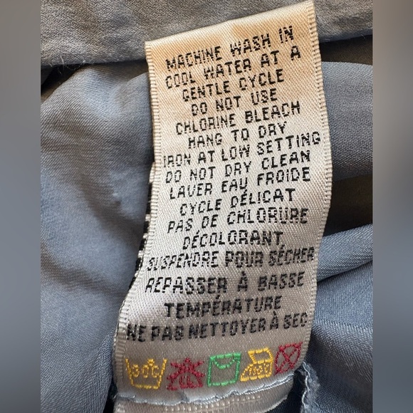 Dalia Collection Blue Smocked Silky Satiny 3/4 Sleeve Dress women's size Medium - Picture 10 of 12